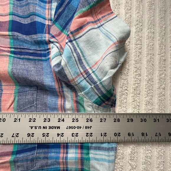 Club Room Men's Plaid Pattern Short Sleeve Casual Button Up Shirt Blue XXL - Picture 7 of 8